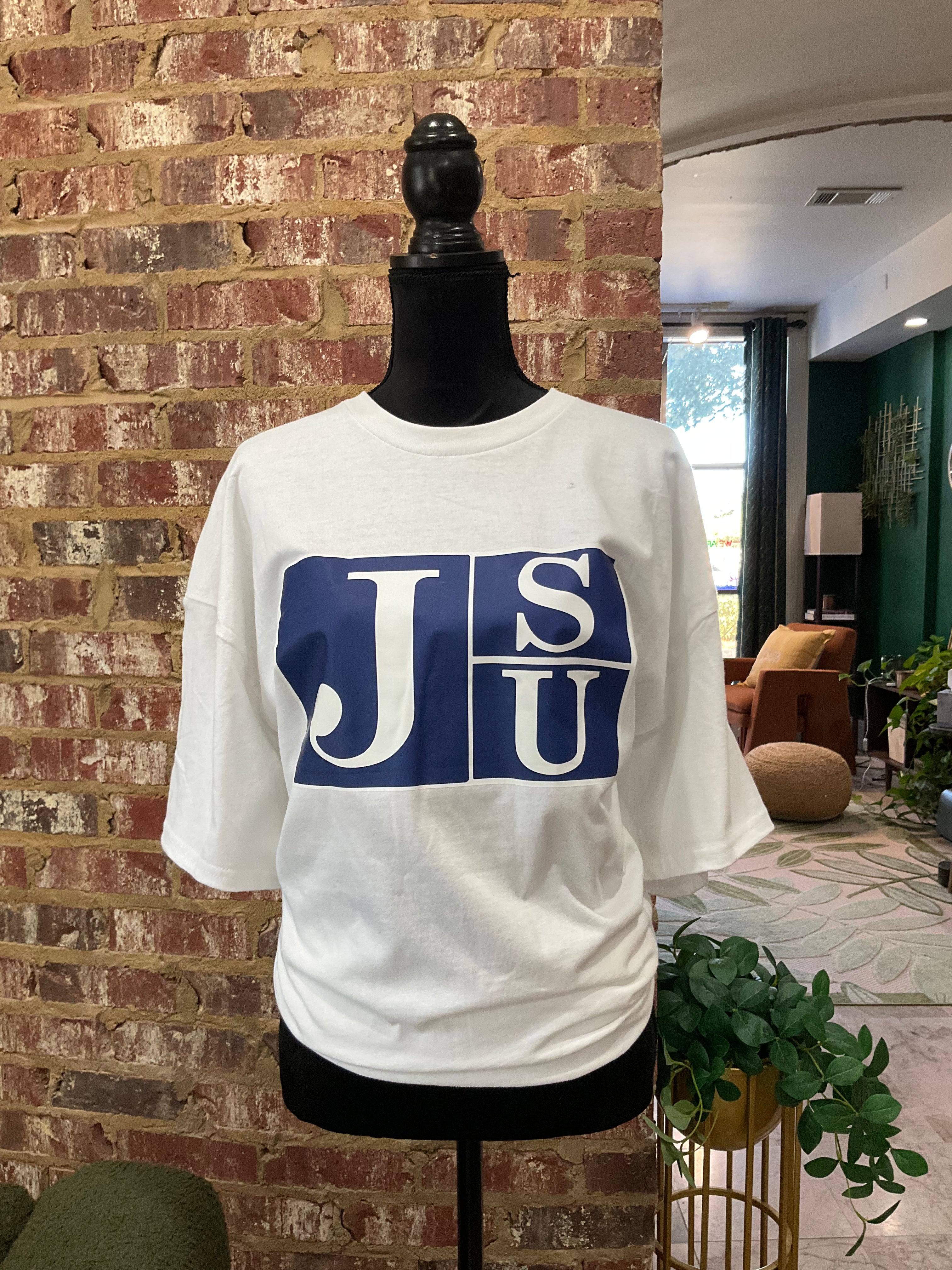 Thee Blue Block Luxe Tee (White)