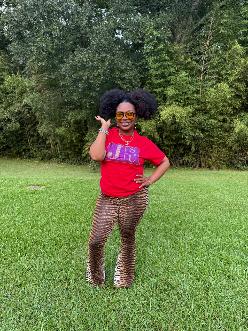 Thee Blue Diamond Block Luxe Tee (Red)