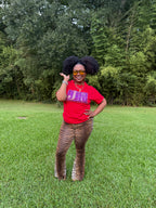 Thee Blue Diamond Block Luxe Tee (Red)