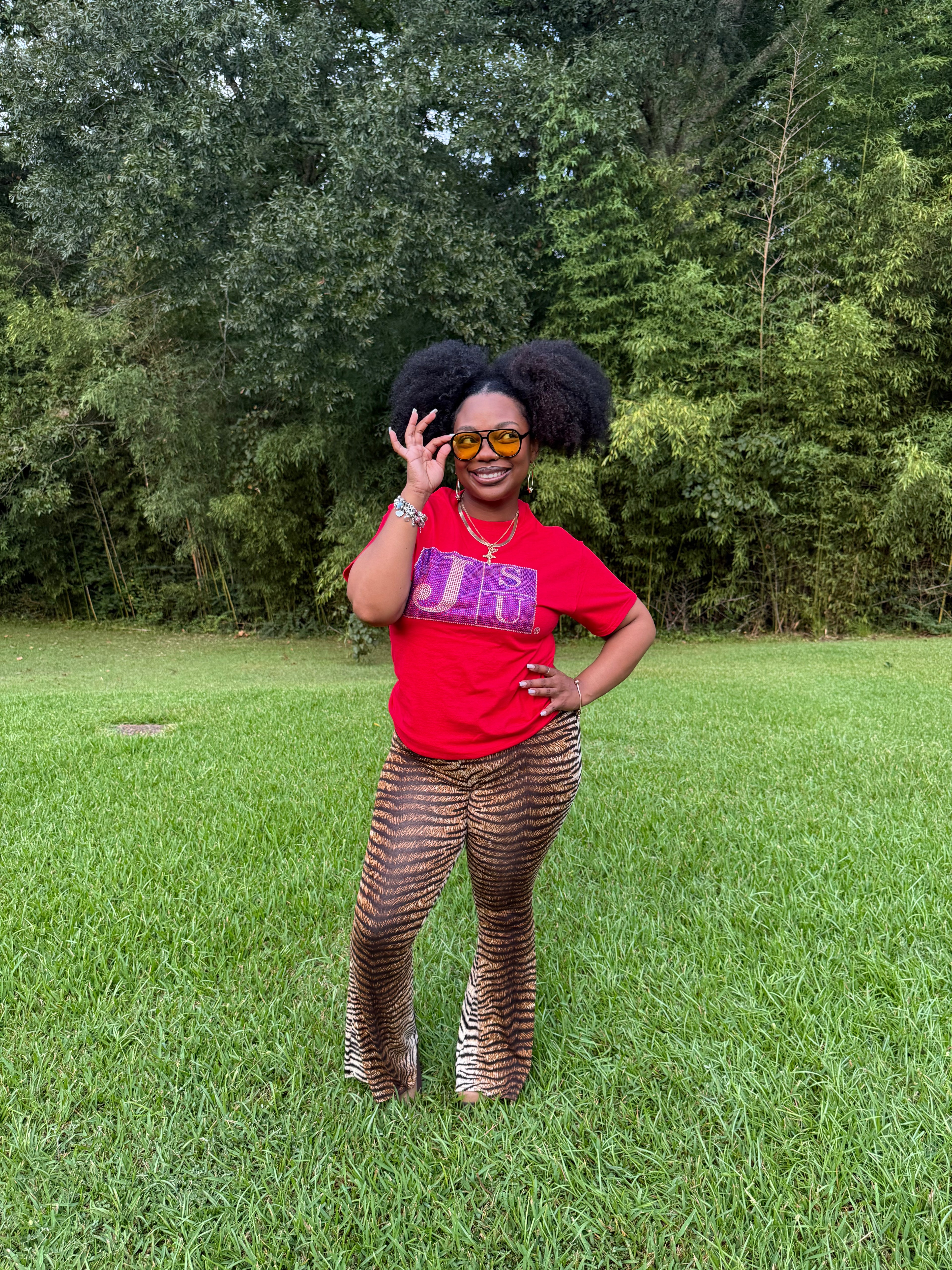Thee Blue Diamond Block Luxe Tee (Red)