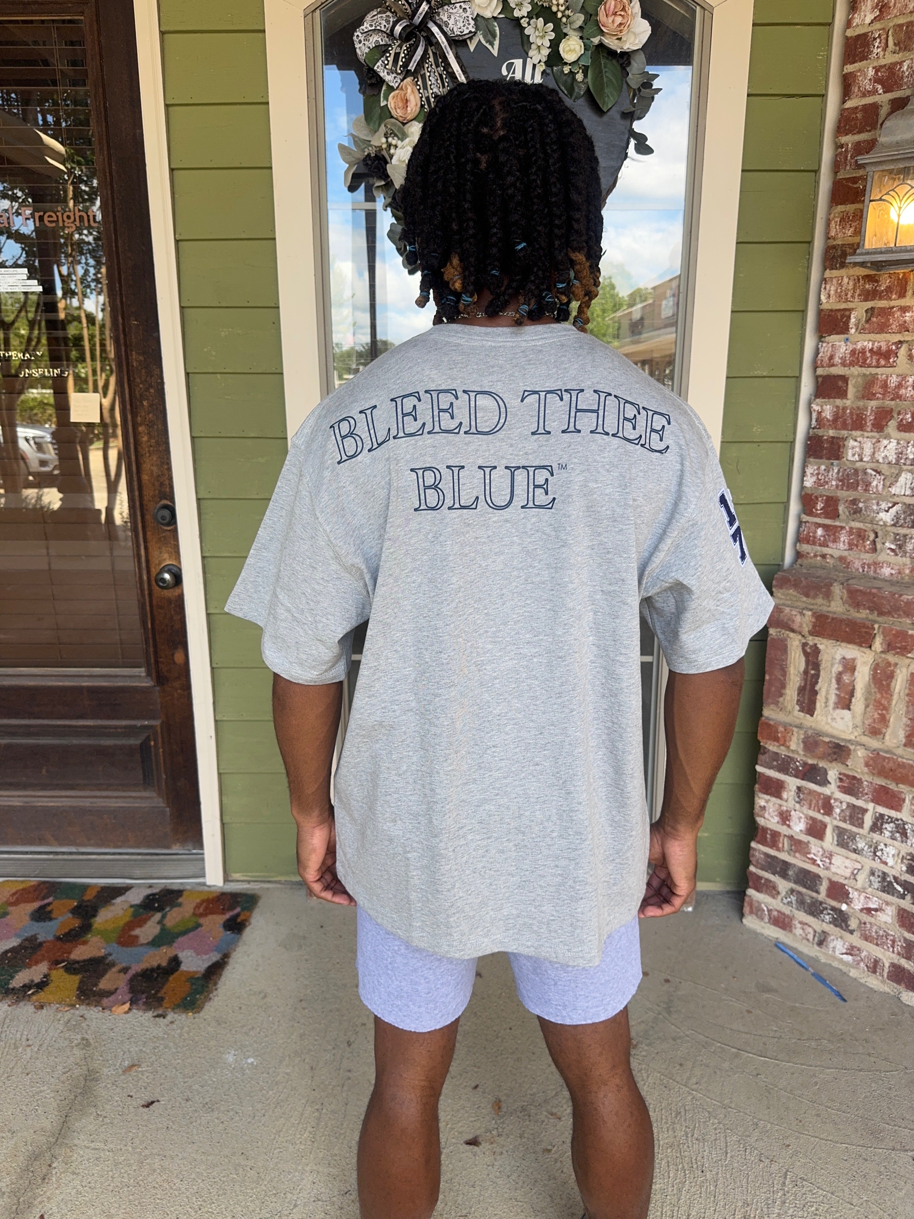 Bleed Thee Blue Spangle Luxe Tee (Grey)