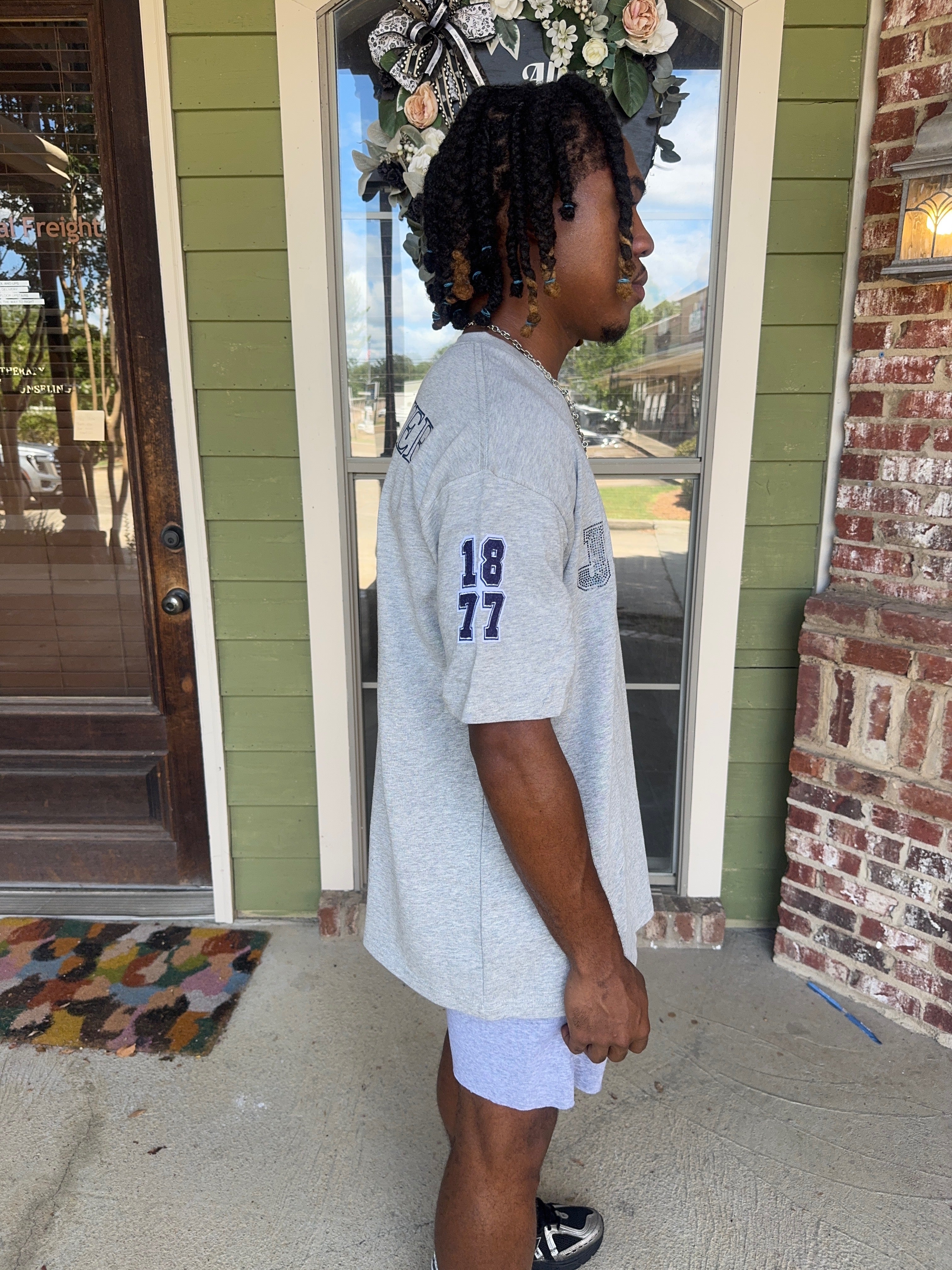 Bleed Thee Blue Spangle Luxe Tee (Grey)