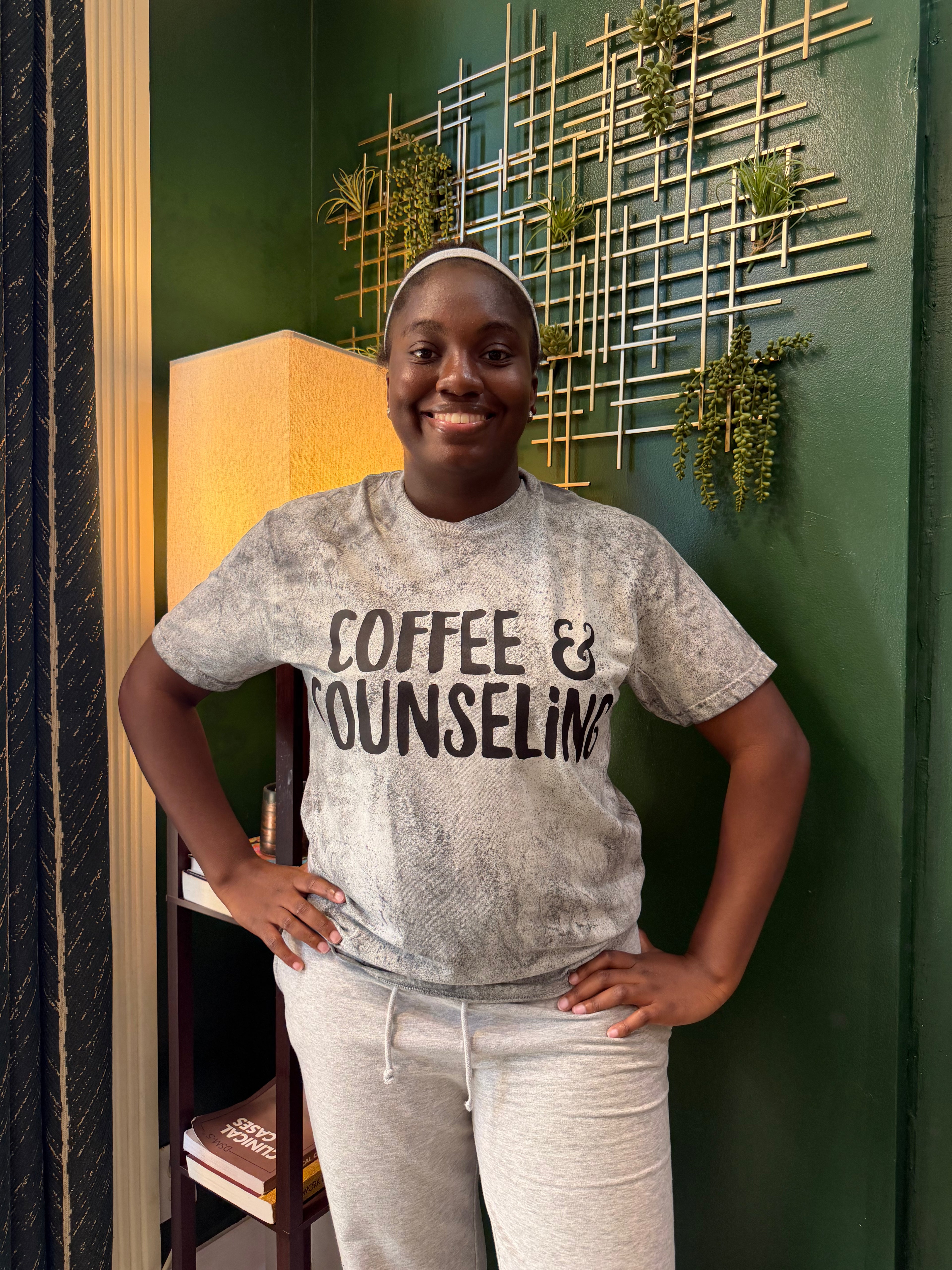 Coffee and Counseling Grey and Black Tie Dye Tshirt | The Vault Collection