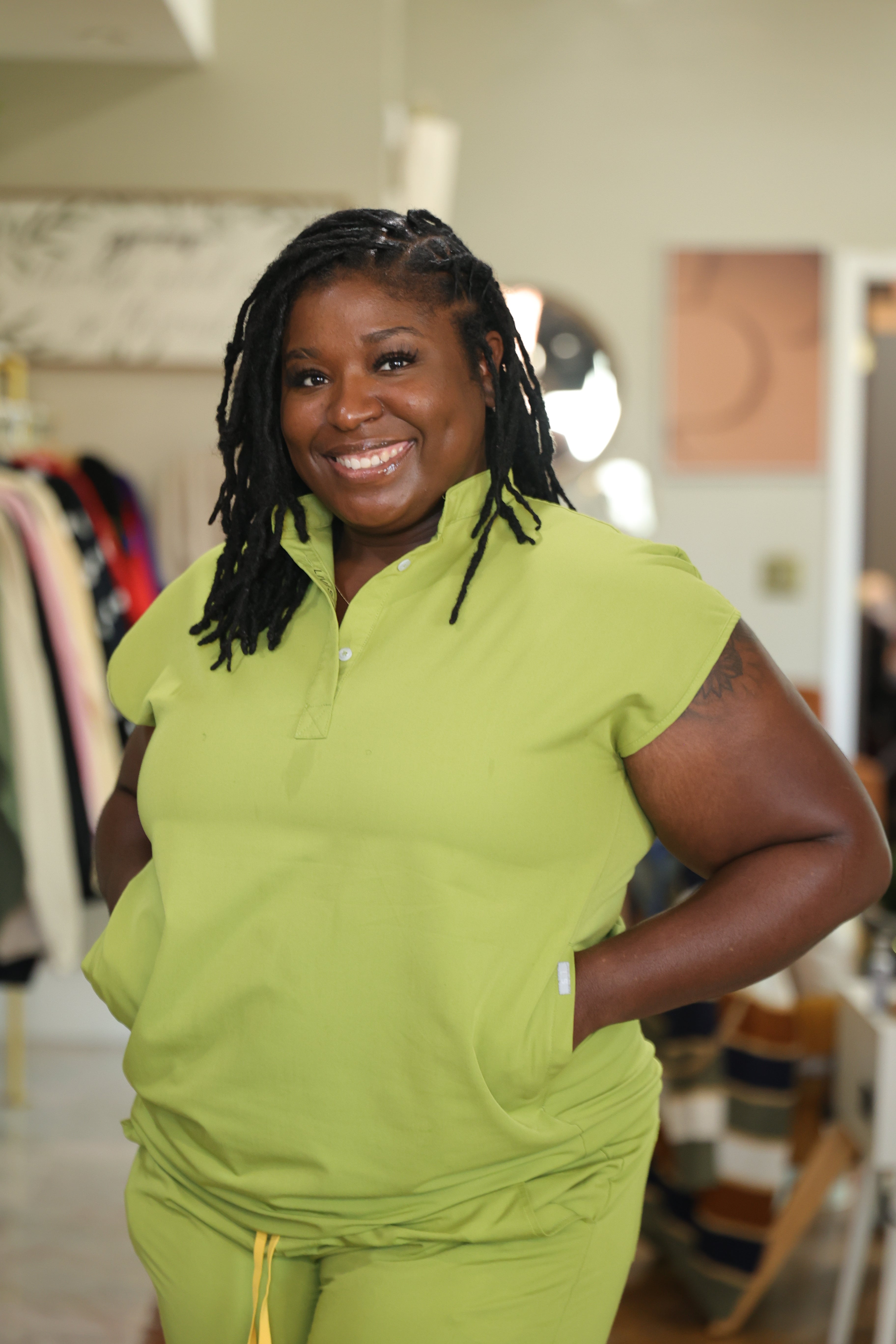 Apple Green Scrub Top for Women