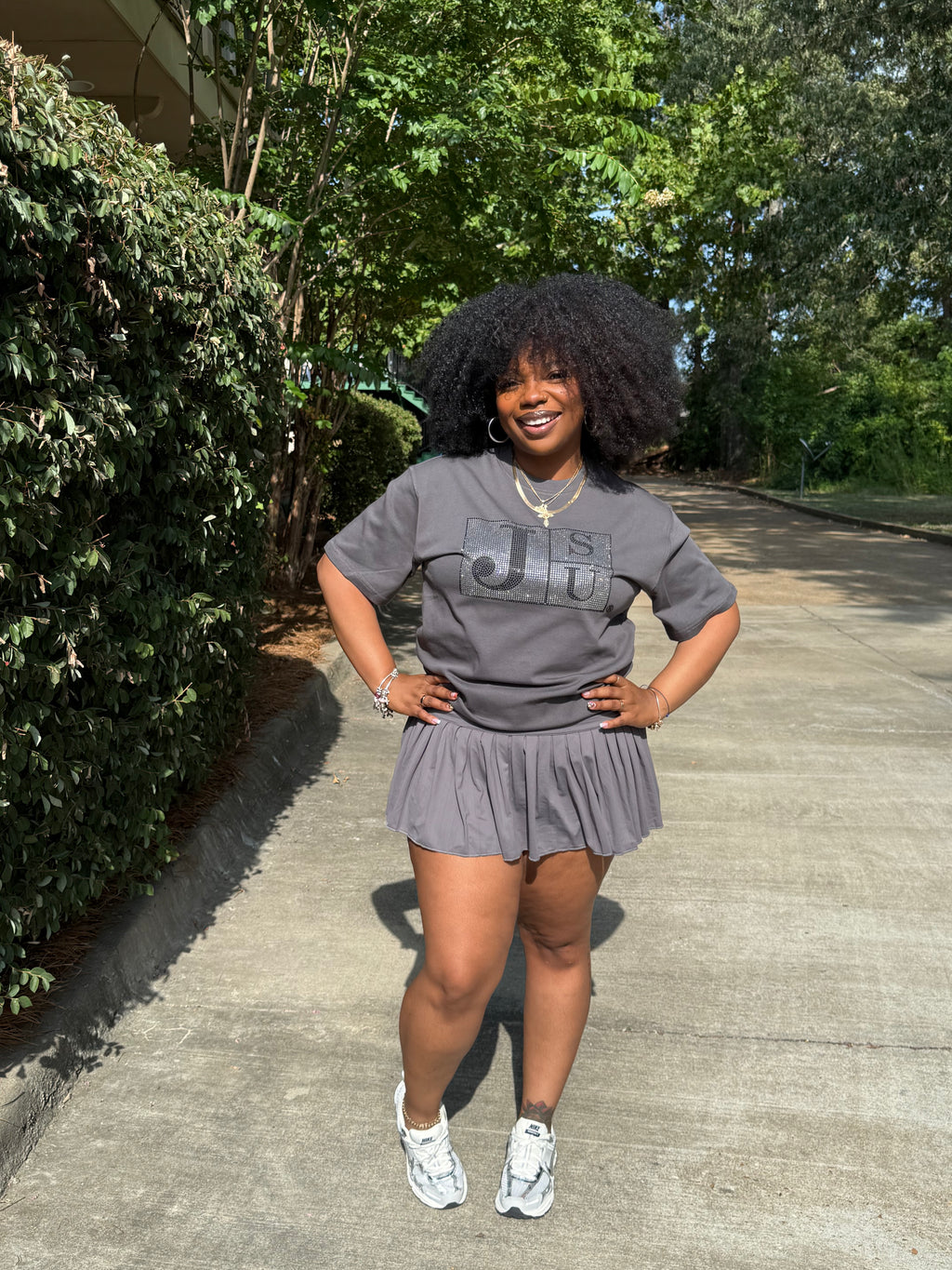 THEE Diamond Block Luxe Tee (Charcoal) (UNISEX)
