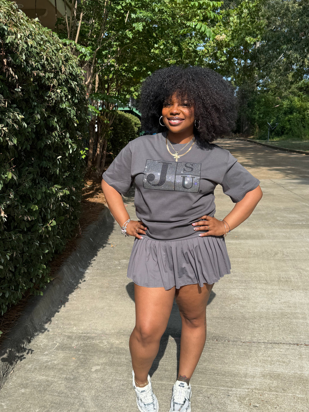 THEE Diamond Block Luxe Tee (Charcoal) (UNISEX)