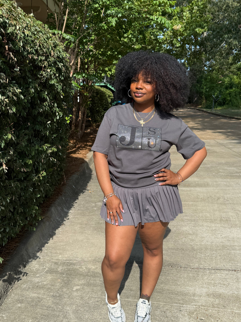 THEE Diamond Block Luxe Tee (Charcoal) (UNISEX)