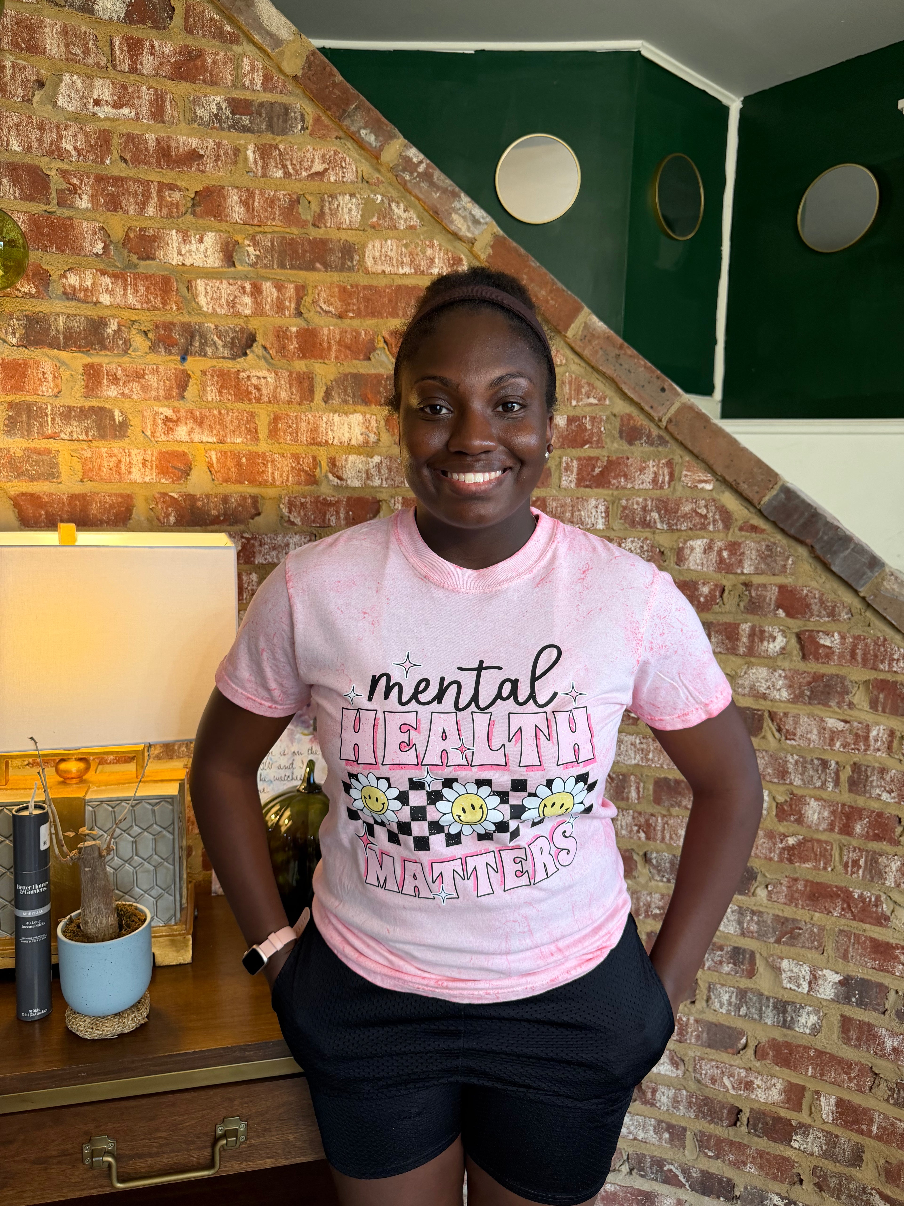 Mental Health Matters Checkered Flower Tye Dye Tee | The Vault Collection