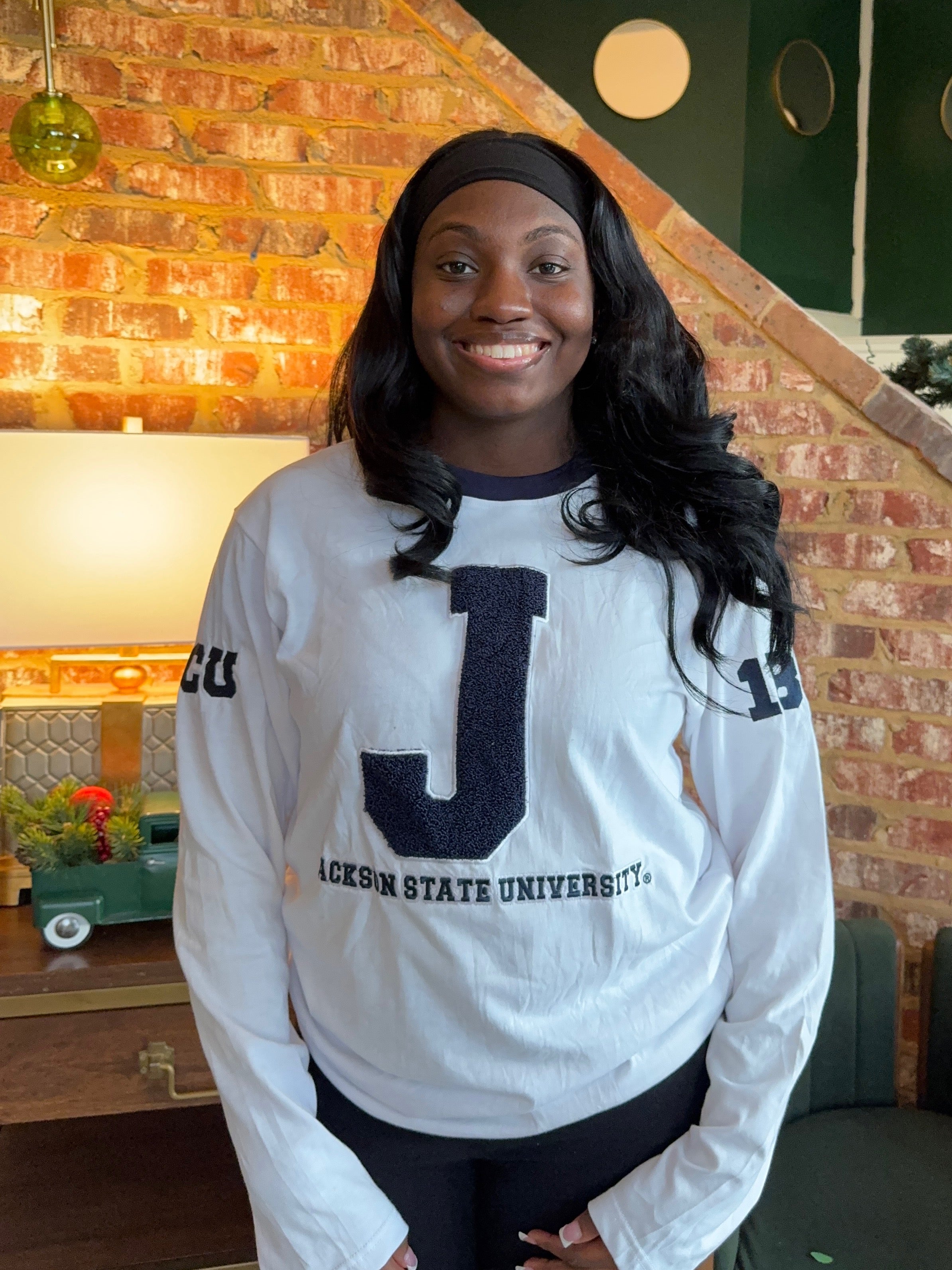 JSU White and Blue Long Sleeve Tshirt