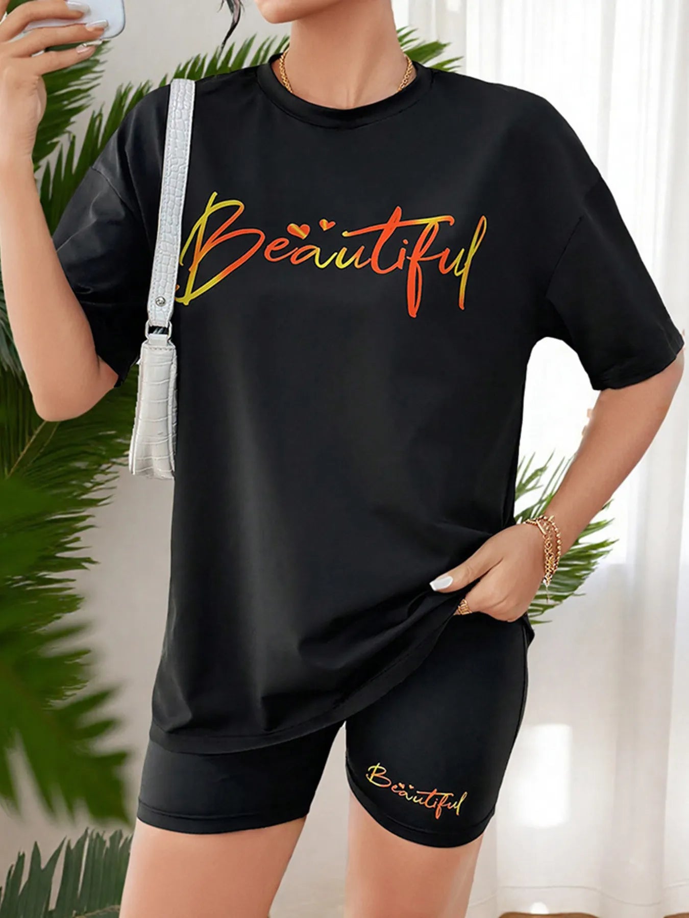 Beautiful Round Neck Top and Shorts Casual Set