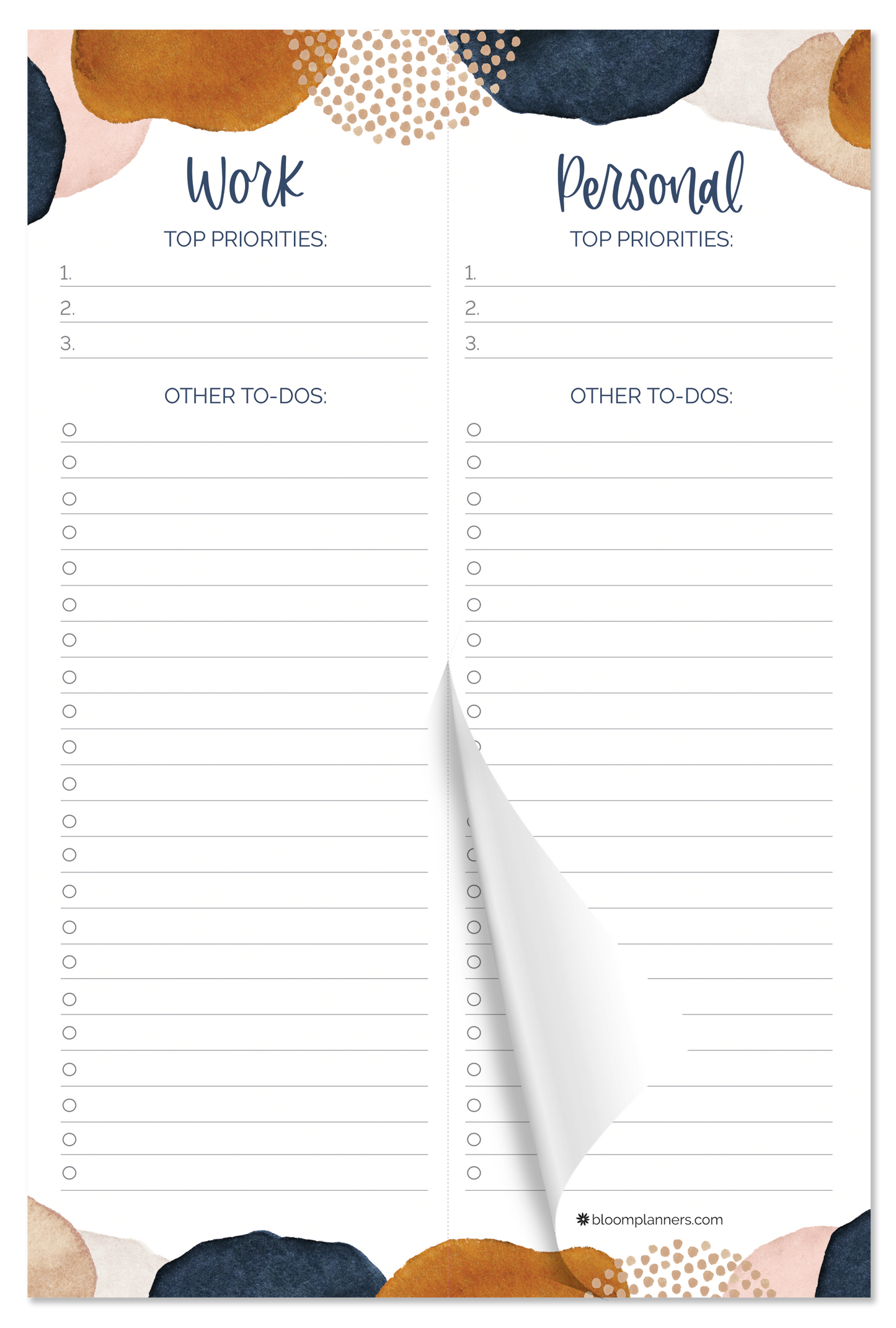 6x9 Work & Personal To Do List Planning Pad