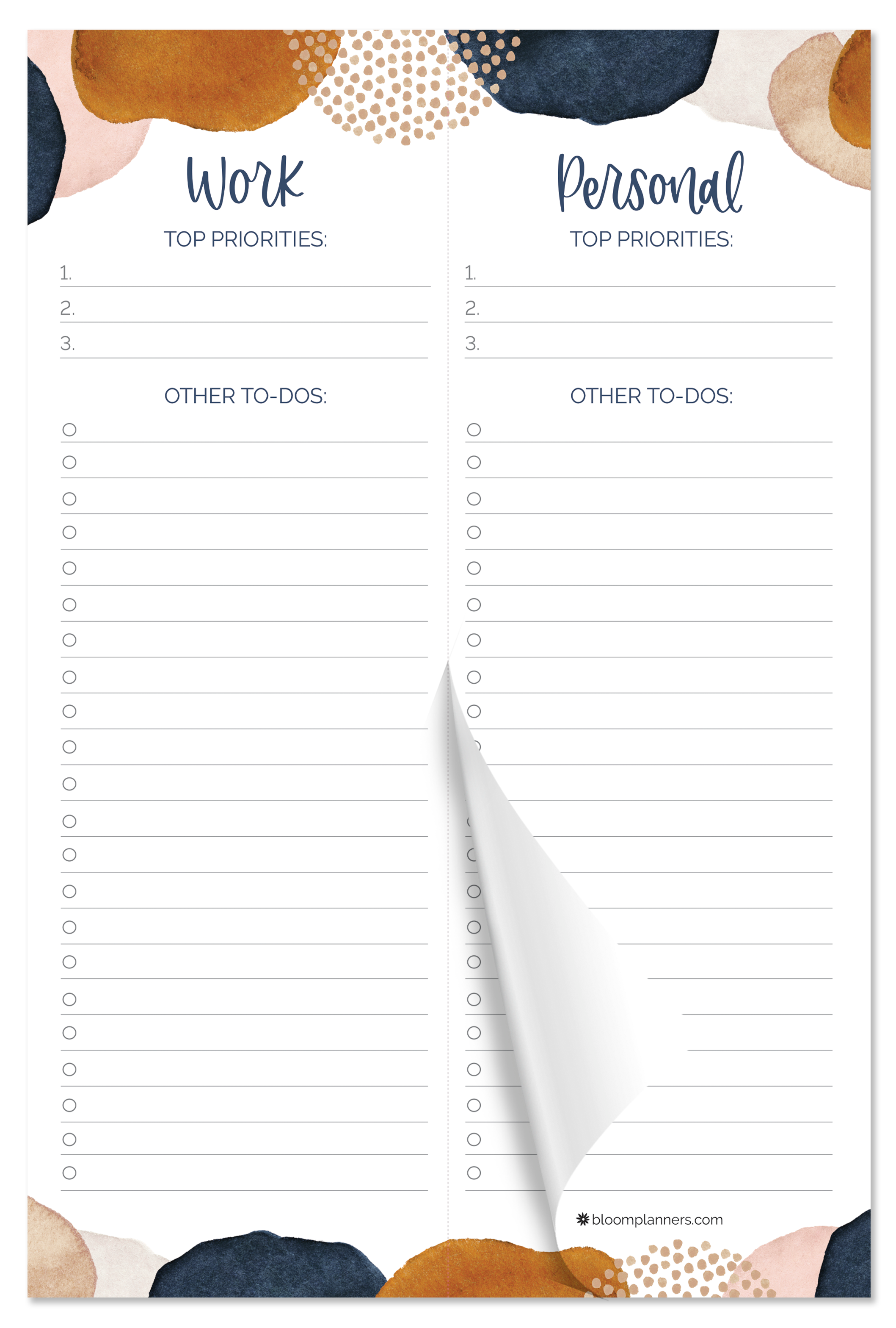 6x9 Work & Personal To Do List Planning Pad