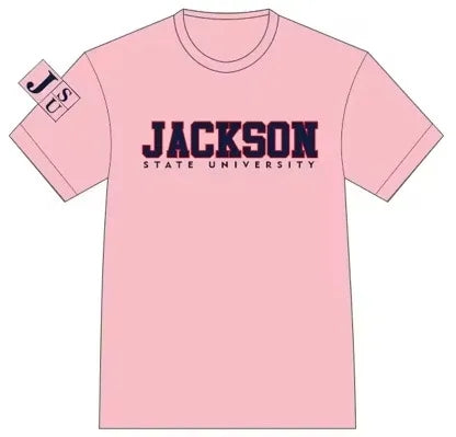 JSU pink and blue chenille tshirt