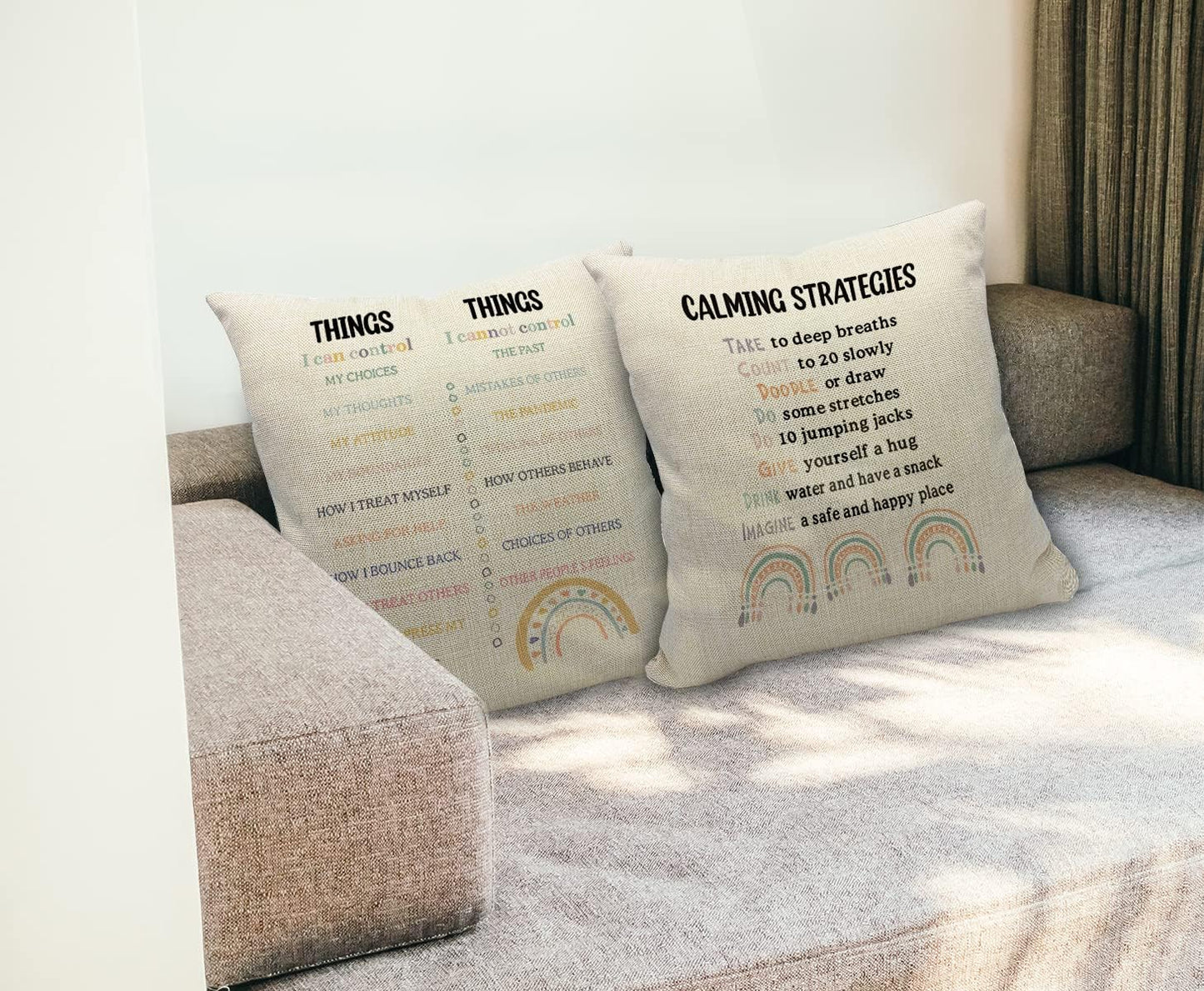 Calming Strategies Mental Health Pillow Throw Set of 2