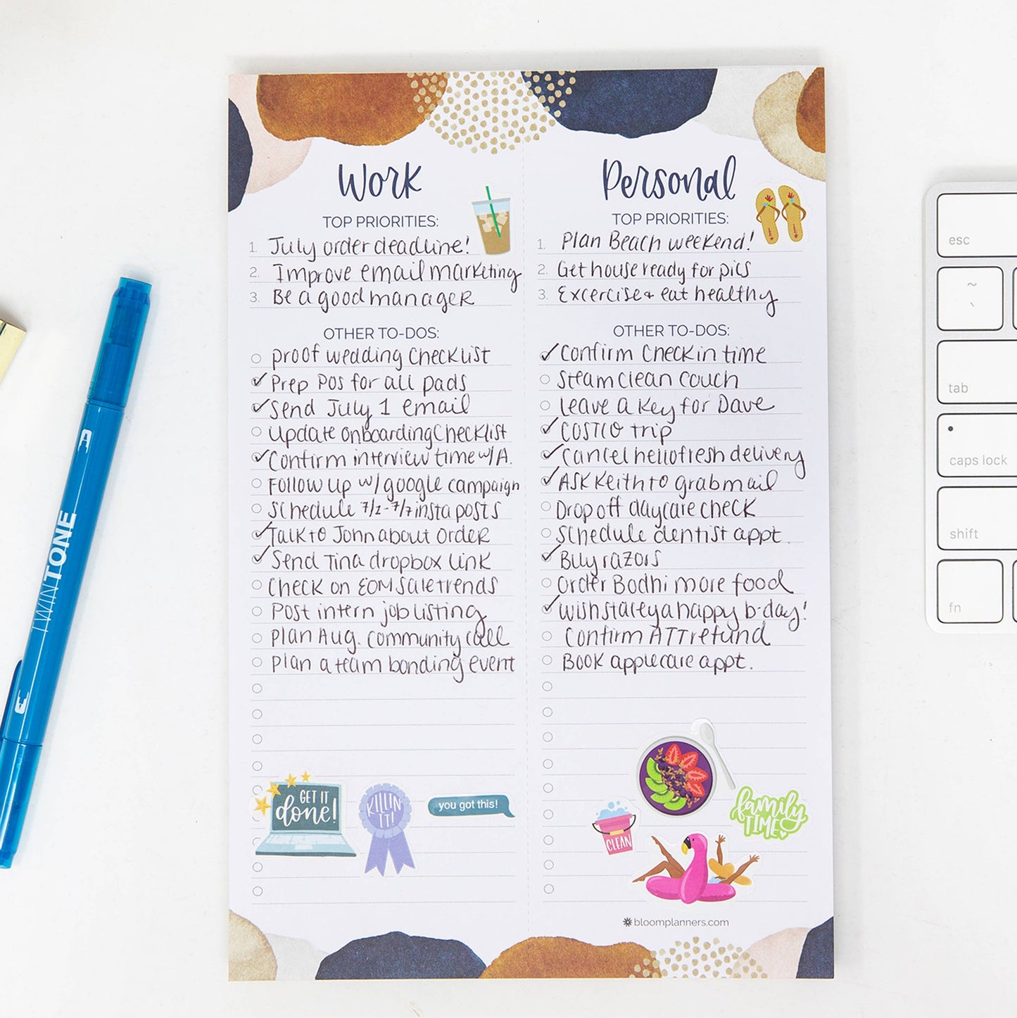 6x9 Work & Personal To Do List Planning Pad