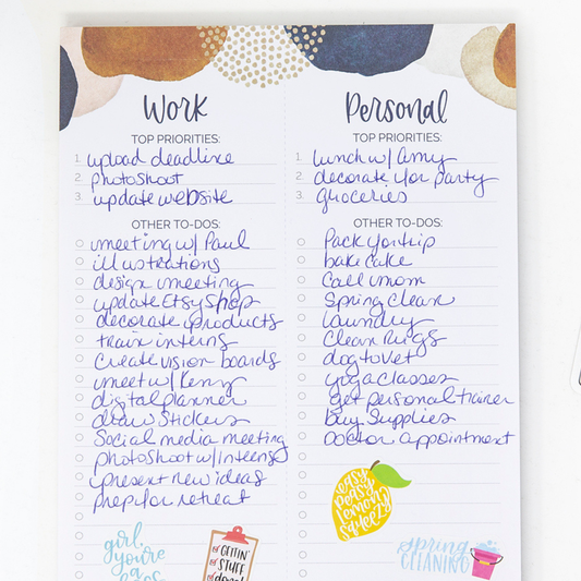 6x9 Work & Personal To Do List Planning Pad