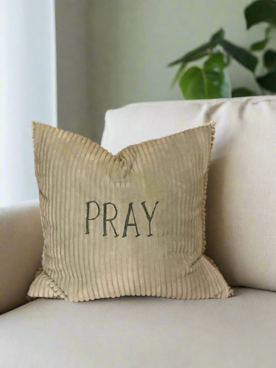 Pray Corduroy Home Throw Pillow