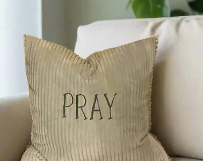 Pray Corduroy Home Throw Pillow