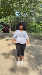 THEE Diamond Block Crop Lightweight Tee (Grey)